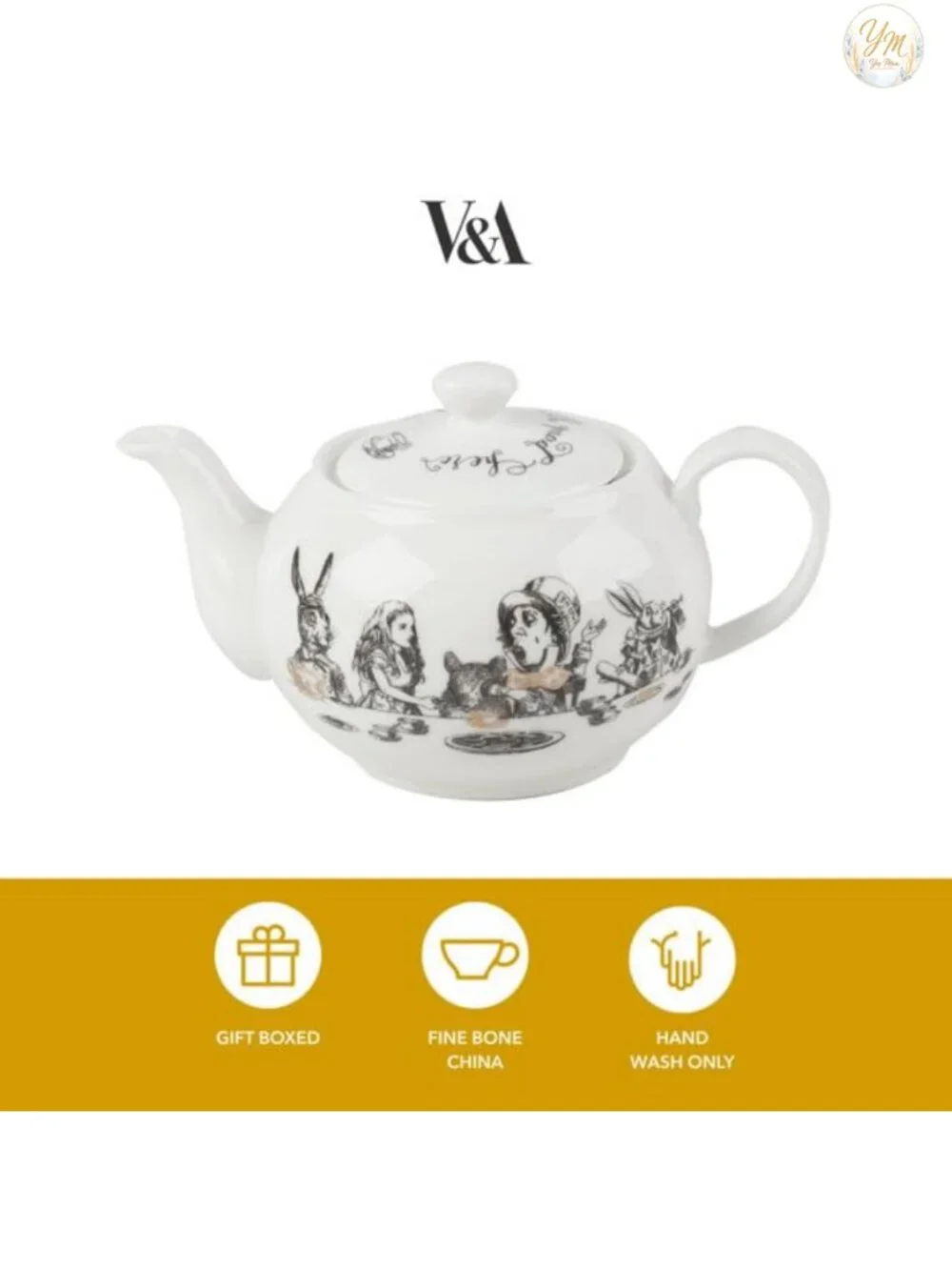 Alice in Wonderland Mini Teapot, Fine Bone China, 450ml, Gift Box